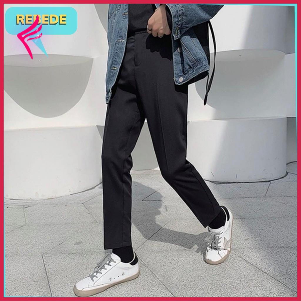 Quần ông rộng nam dáng suông vải tây âu, quần baggy unisex có 2 màu đen xám - Rebede
