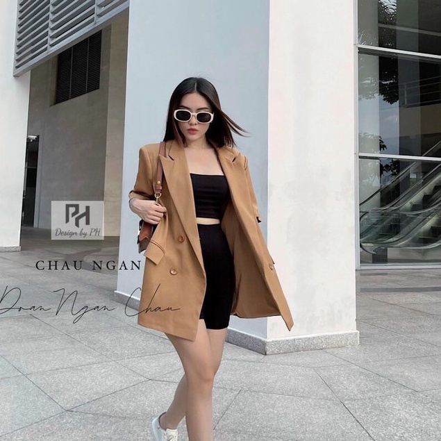 Áo cổ vest blazer fom unisex nắp túi nhiều màu cá tính