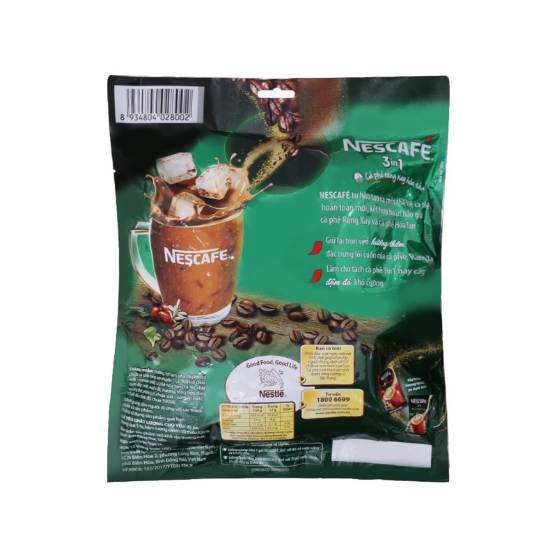 Cà phê rang xay hoà tan Nescafe 3in1 bịch 46 gói*17g