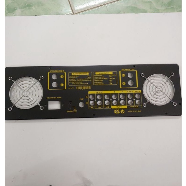 Mặt sau amply vàng lắp amply 2 mic 42cm × 12.5cm