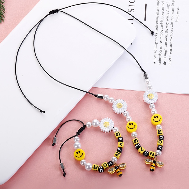Dây chuyền và vòng tay Unisex Mặt cười, Hoa cúc, Ong phong cách Hiphop cá tính - NL154 - Aluha
