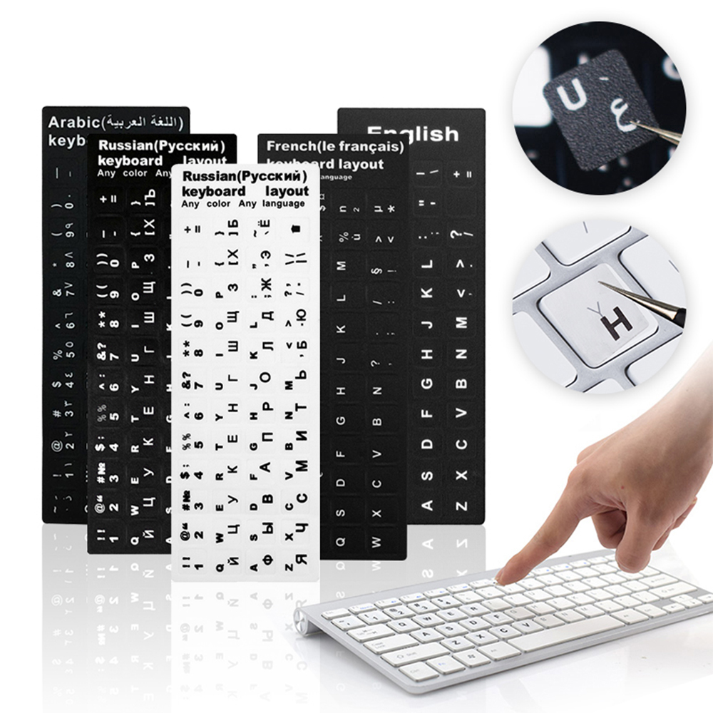 lontime Spanish/English/Russian/Deutsch/Arabic/Italian/Japanese Letter Keyboard Stickers For Laptop PC