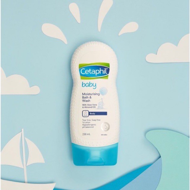 [Germany] Sữa tắm dưỡng ẩm CETAPHIL BABY MOISTURIZING WASH& BATH 230ml dưỡng ẩm cho trẻ em - Sản xuất tại Đức