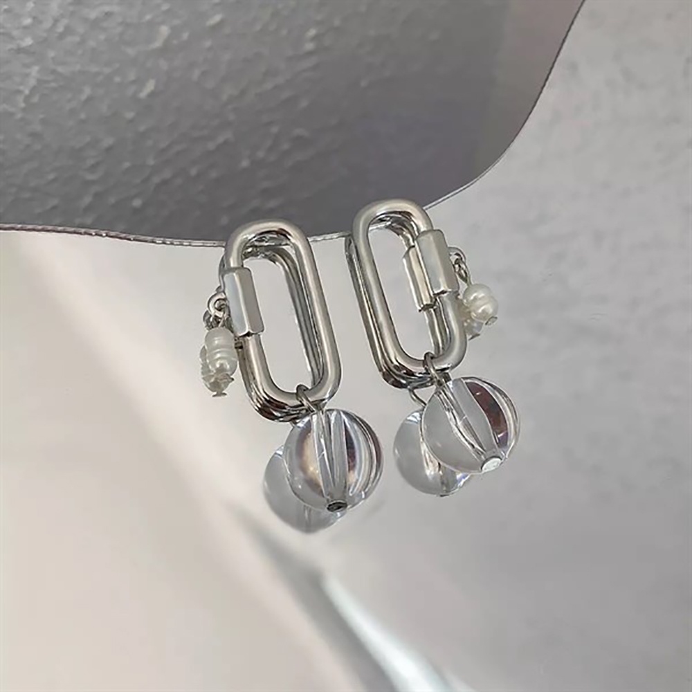 Bông Tai Mushroom Lee - Móc Khoen Bi Trong Suốt Đính Hạt Trai