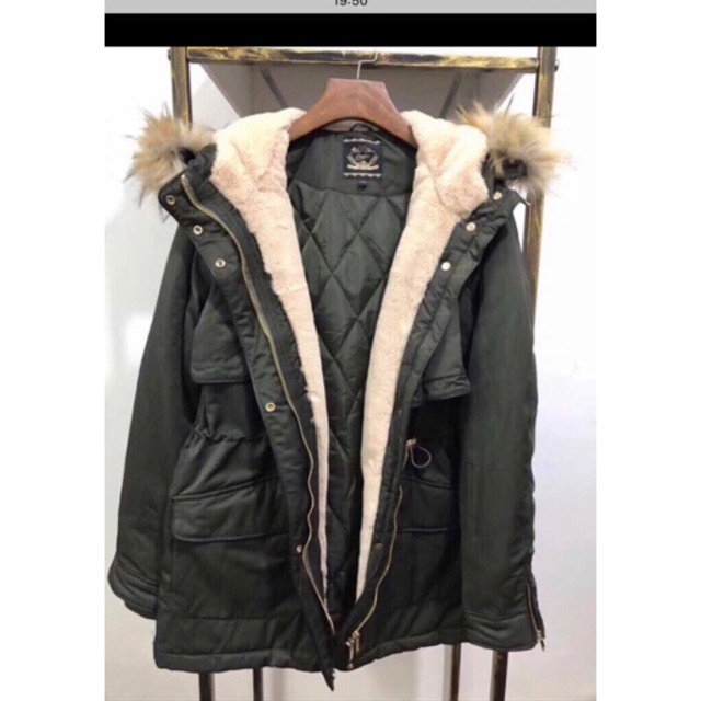 Parka lót lông xuất pháp cho nữ
