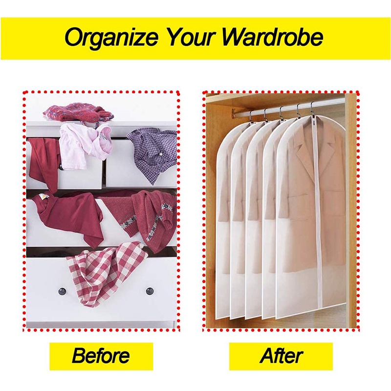 Bộ 6 Túi Khóa Kéo Đựng Quần Áo Màu Trắng Trong Suốt 24'' X40''