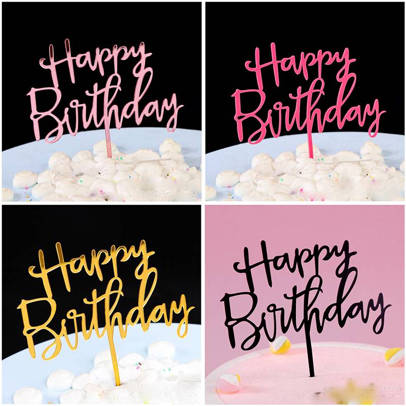 Que Chữ Happy Birthday Trang Trí Bánh Sinh Nhật Bằng Acrylic Chất Lượng Cao