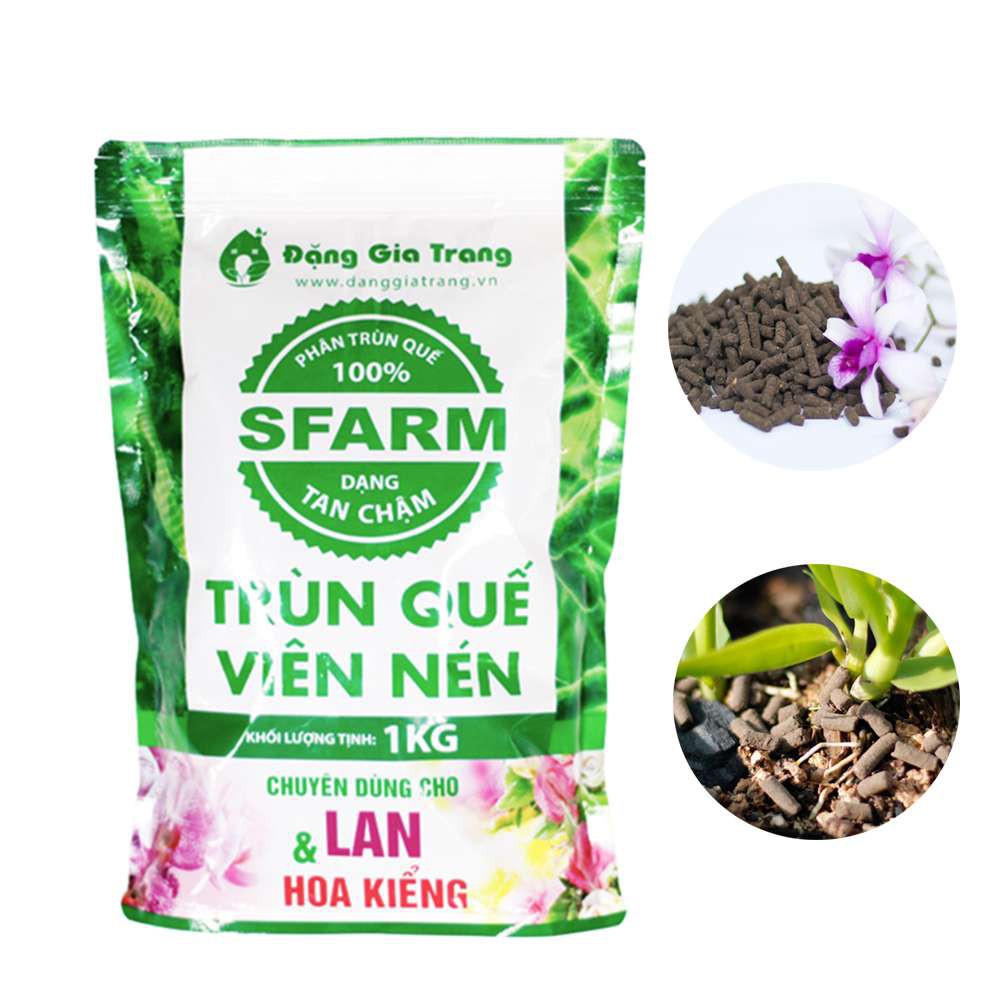 Phân Trùn Quế Viên Nén Nguyên Chất Sfarm Gói 1 Kg