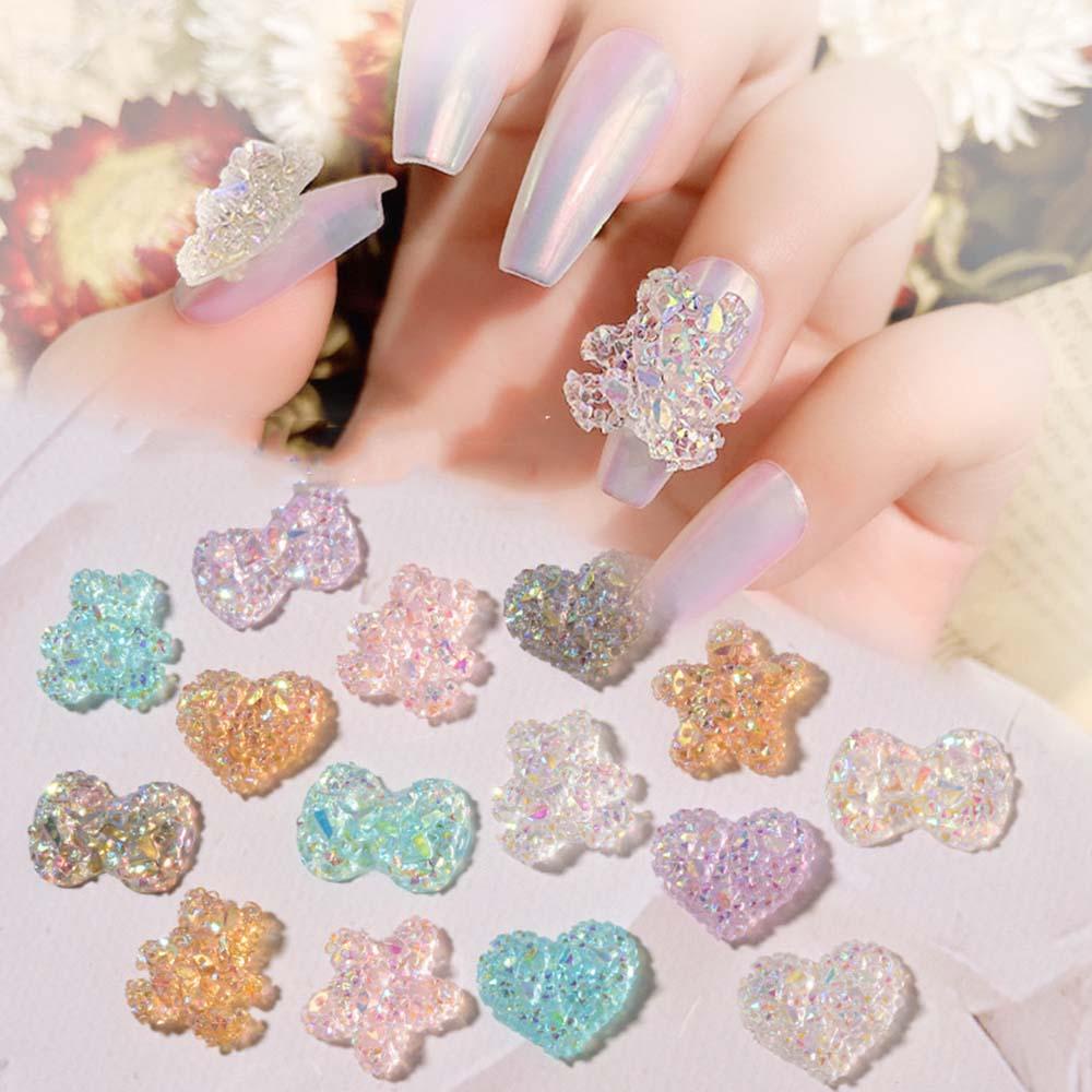 Phụ Kiện Trang Trí Móng Tay 3D Trong Suốt Hình Nơ Cực Quang