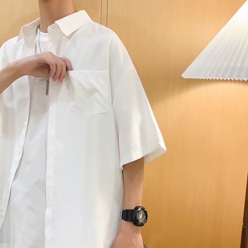 Áo Sơ Mi Tay Ngắn Dáng Rộng Phong Cách retro Hàn Quốc Trẻ Trung Cho Nam