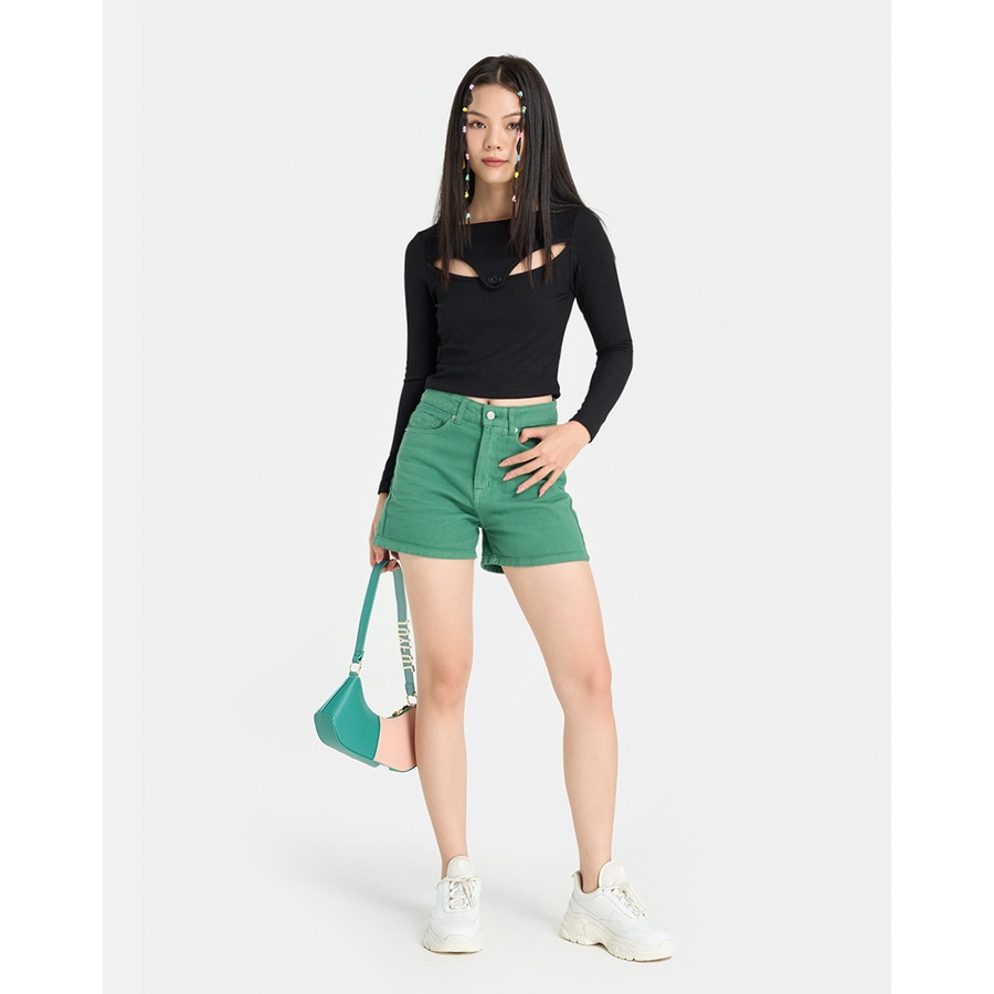 Áo Thun Thời Trang JUNO Gân Tay Dài Thiết Kế Cutout JNATH035