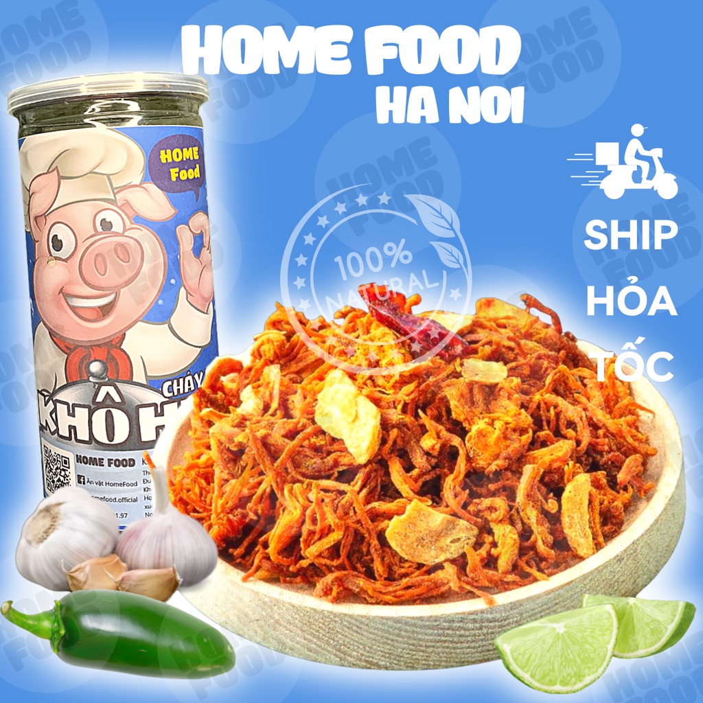 Khô heo cháy tỏi HomeFood 300g heo khô loại 1 thơm ngon đậm vị vừa ngon vừa rẻ an toàn vệ sinh thực phẩm