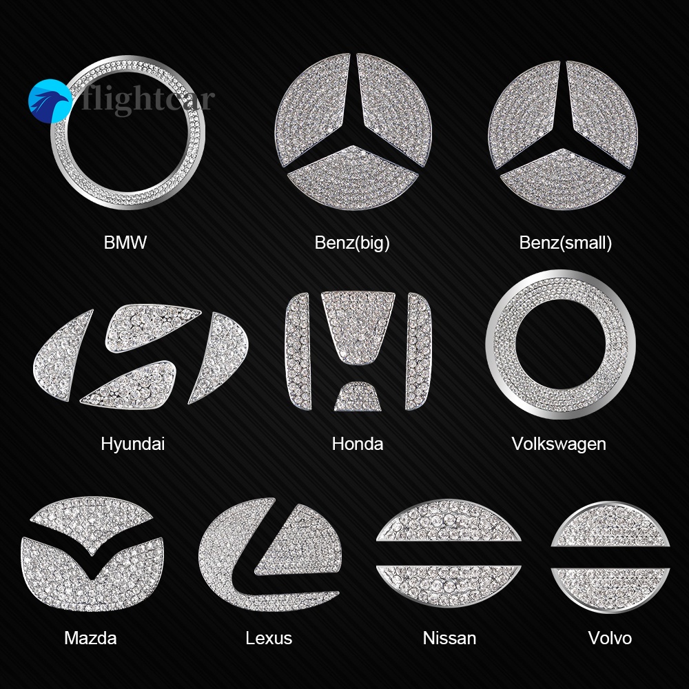 NISSAN Miếng Dán Logo Đính Đá 3D Trang Trí Vô Lăng Xe Hơi Mercede Benz BMW MINI Audi VW Toyota Honda Lexus Mazda Hyundai Volvo Infiniti