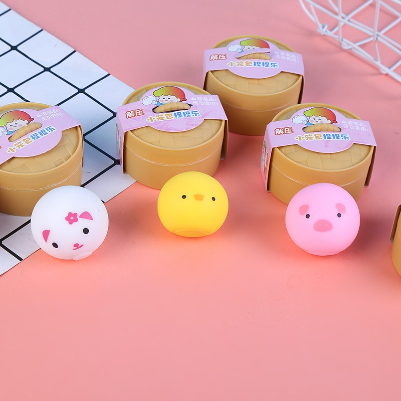 Squishy Mochi Bánh Bao mặt gấu bí ẩn mềm dễ thương chân thực giảm stress co dãn đàn hồi ngộ nghĩnh