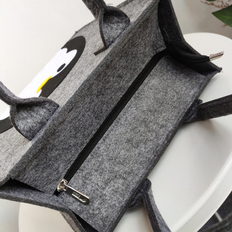 Túi dạ nỉ hoạt hình dễ thương có khóa kéo miệng đi học đi làm đựng cơm văn phòng