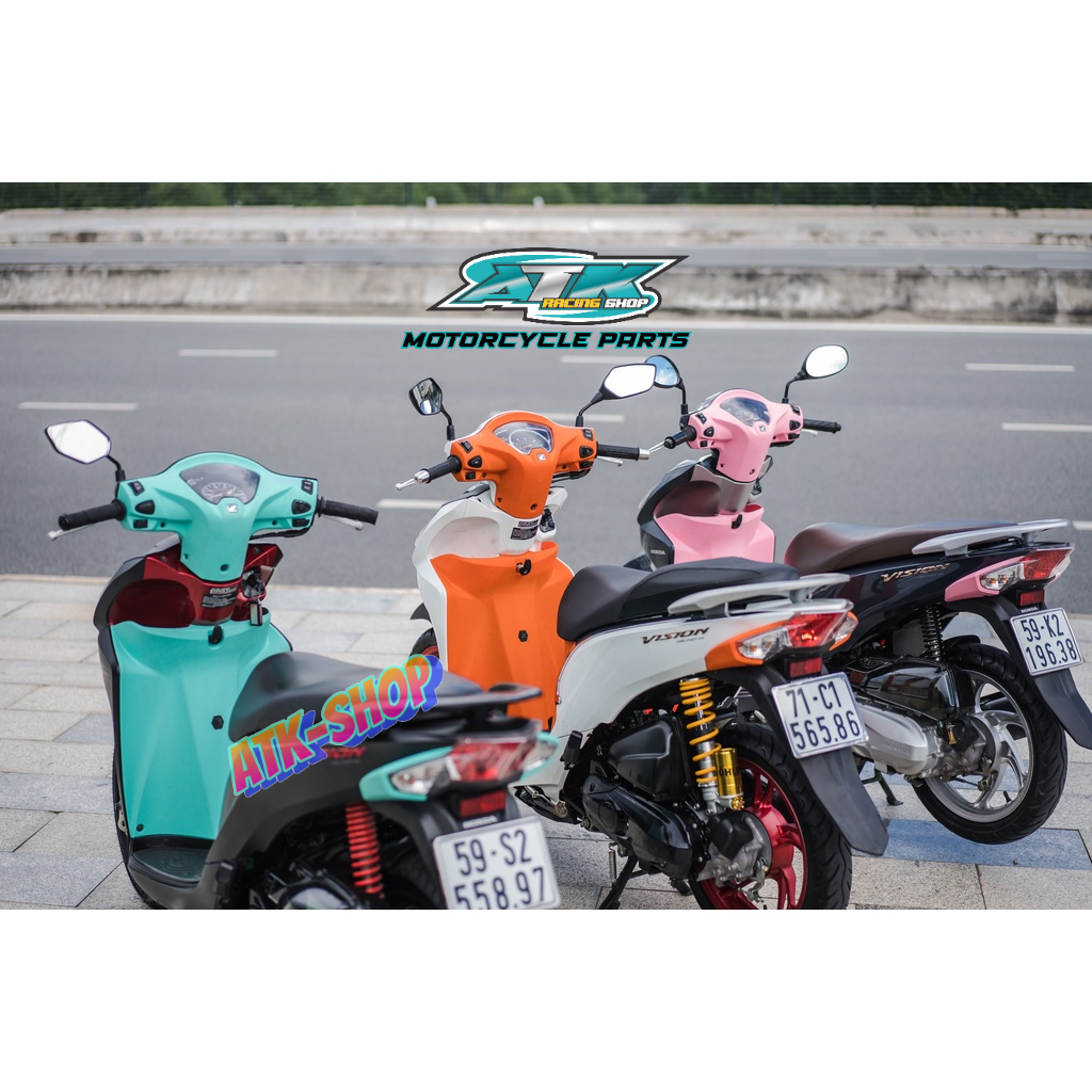 Full bộ 6 món nhựa nhám màu cho xe Vision đời 2014 đén 2022 3 màu, xanh , cam , hồng cá tính