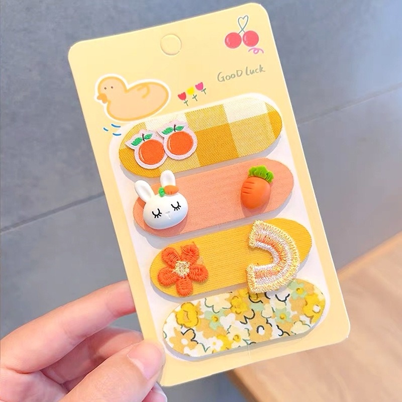 Bộ 4 miếng dán tóc mái và giữ tóc sau gáy họa tiết hoạt hình cho bé