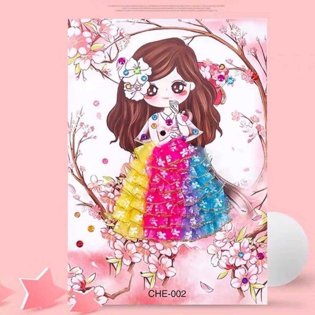 Tranh Dán Váy Công Chúa Kèm hạt Cườm Đính Váy Nhiều mẫu cho bé