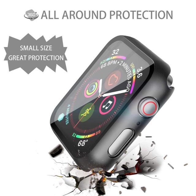 Ốp viền kèm kính cường lực bảo vệ mặt Apple watch 38mm, 40mm, 42mm, 44mm