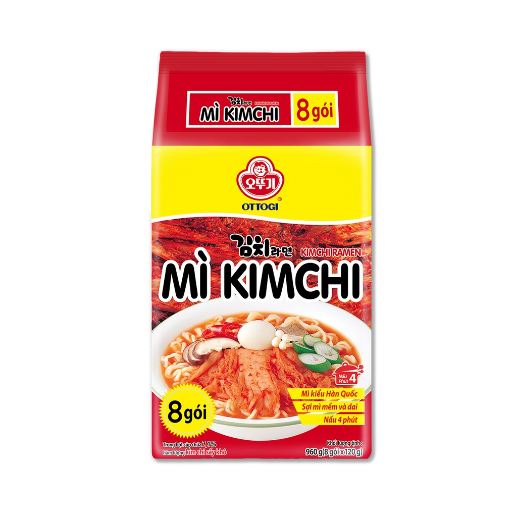 Lốc 8 gói mì kim chi Ottogi 120g | BigBuy360 - bigbuy360.vn