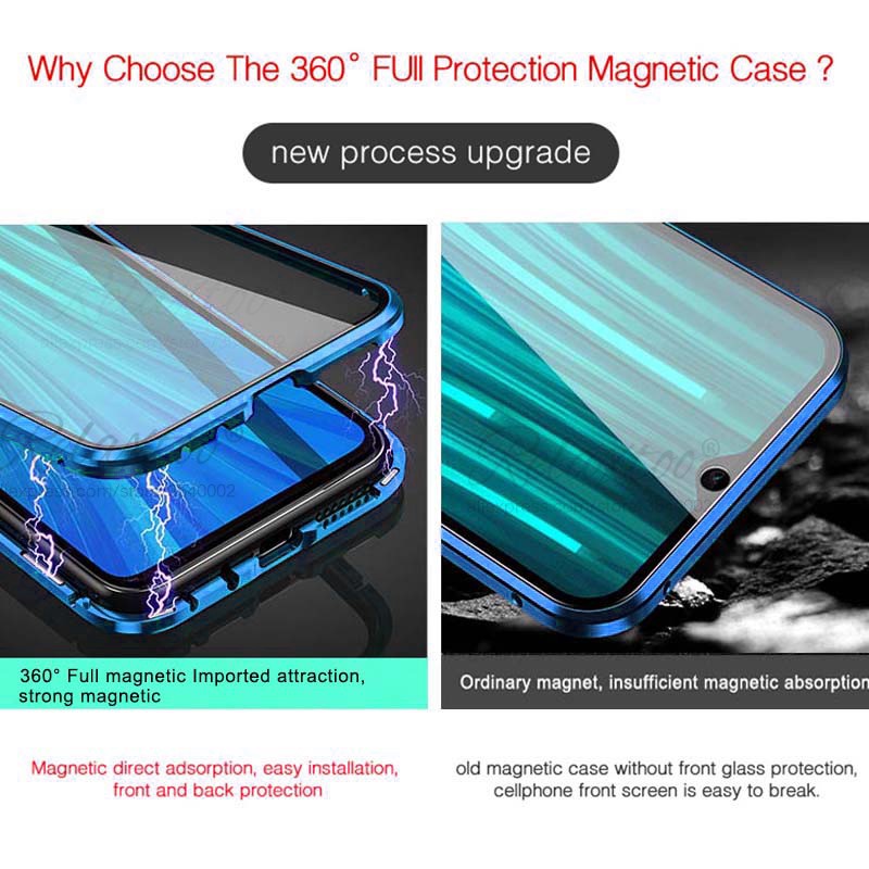 Ốp lưng kính cường lực hai lớp Magneto Magnetic Adsorption Metal double Glass Case For Oneplus 6T 7 Pro Back Cover