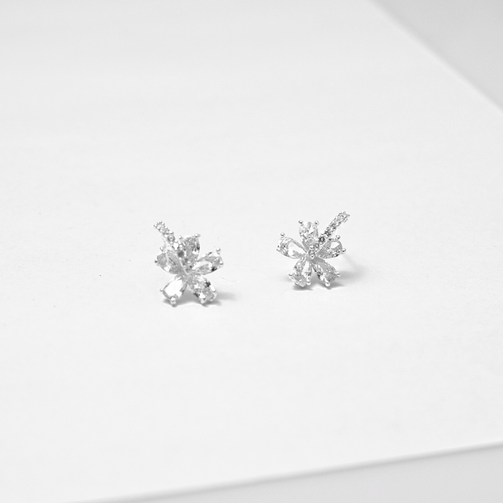 Bông tai bạc ATJ9083 , hoa tai nữ hình hoa đá Stone flower shape ANTA Jewelry