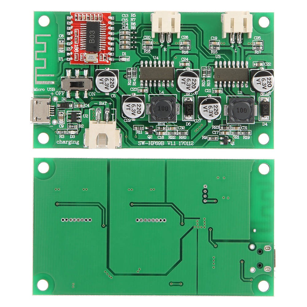 Bảng Mạch Khuếch Đại Nguồn Bluetooth Dc 5v / 3.7v Hf69b 2x6w