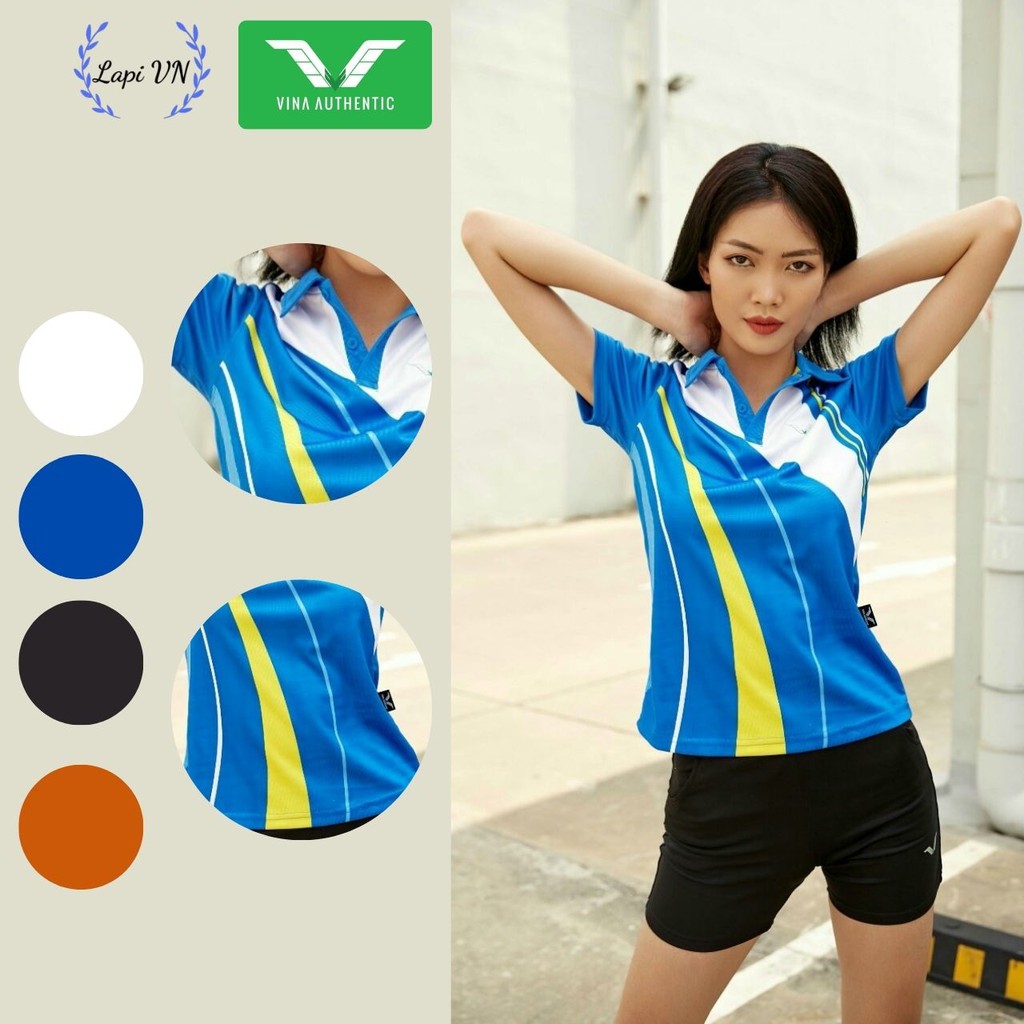 Áo Cầu Lông Nữ Cổ Trụ AVP02 Vina Sport- Lapi VN Áo Tập Gym Tennis , Chất Thun Thấm Hút Mồ Hôi, Thoáng Mát, Full Size