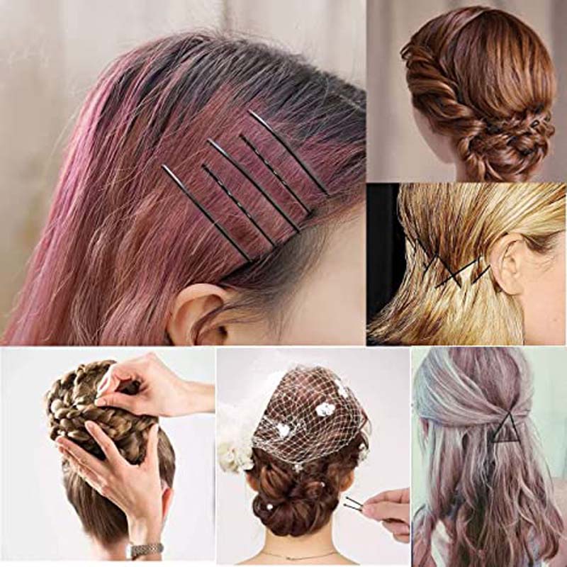 Set 60 Kẹp Tăm Lượn Sóng Màu Đen Bằng Kim Loại