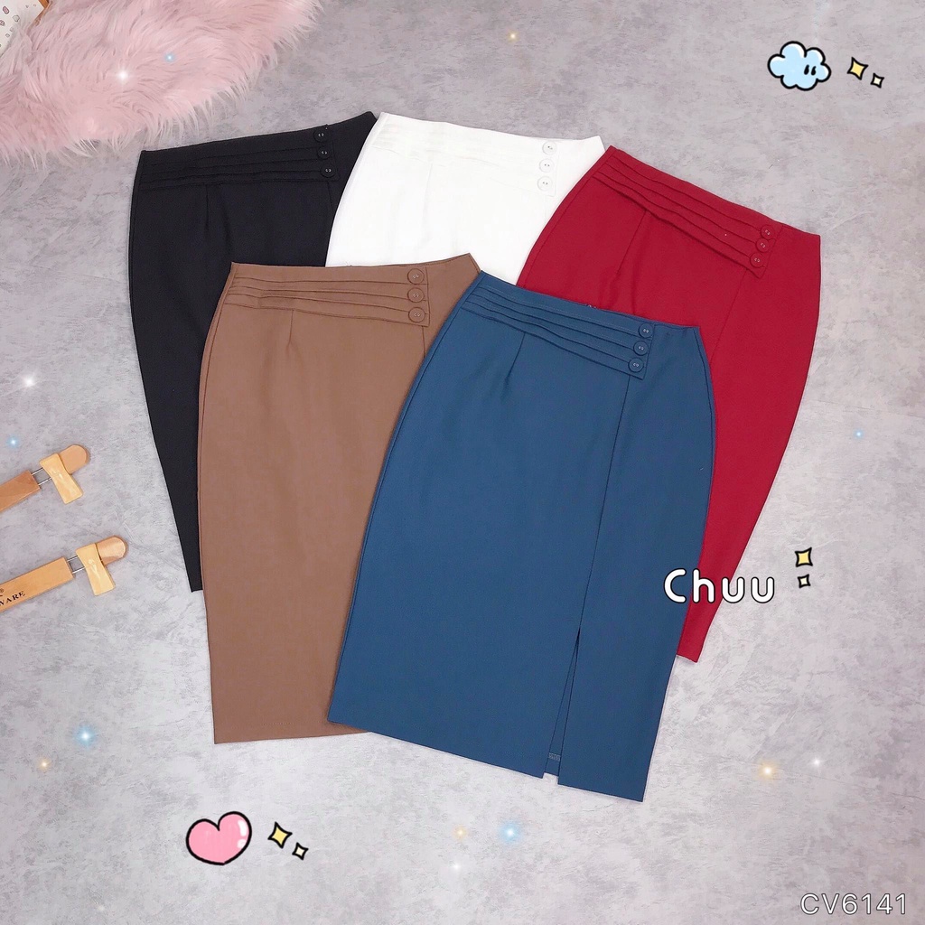 Chân váy bút chì công sở nữ kiểu đai xếp quạt CHUU CV6141
