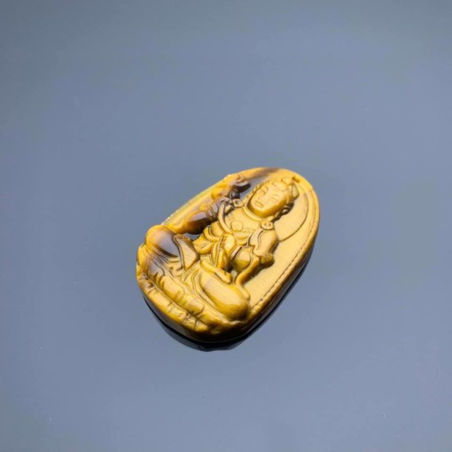 Phật Bản Mệnh Mắt Hổ nâu vàng cho 12 con giáp Tặng kèm móc bạc - Hợp mệnh Kim Thổ