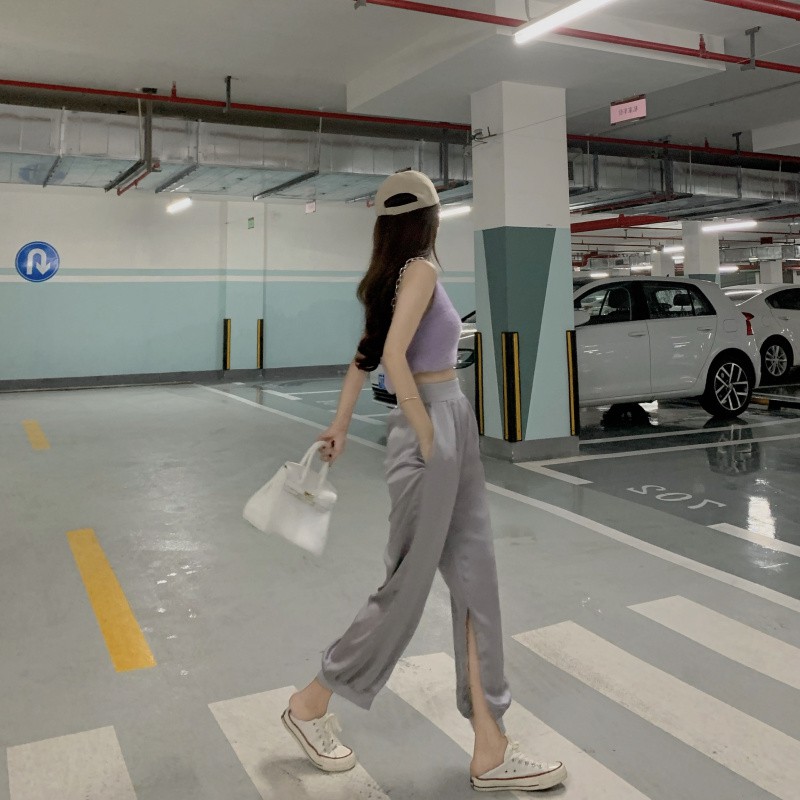 Áo Lửng Hai Dây Màu Tím Phong Cách Retro Thời Trang Mùa Hè Cho Nữ