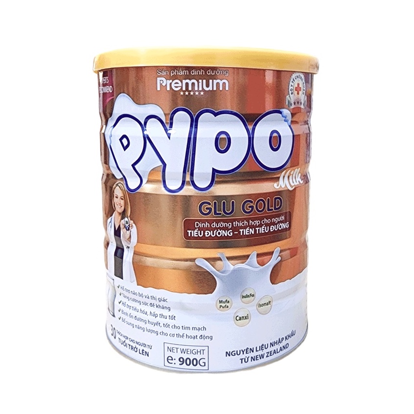Sữa Bột Pypo Glu Gold Cho Người Tiểu Đường Hỗ Trợ, Cải Thiện Thị Lực - Hộp 900g