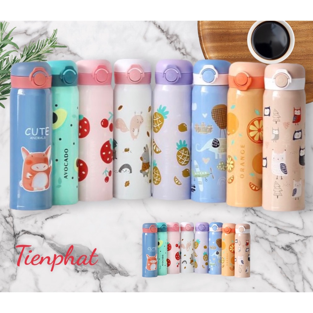 Bình giữ nhiệt 500ml cute - Bình giữ nhiệt heo peppa (ảnh + video thật)