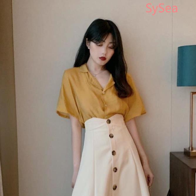 Set Áo Sơ Mi Và Chân Váy Phong Cách Vintage Cho Nữ