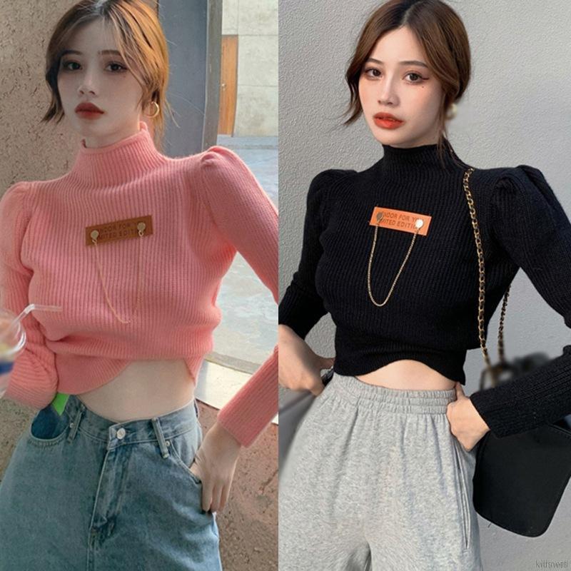 Áo Sweater Dệt Kim Tay Dài Cổ Cao Thiết Kế Trẻ Trung Cho Nữ | BigBuy360 - bigbuy360.vn