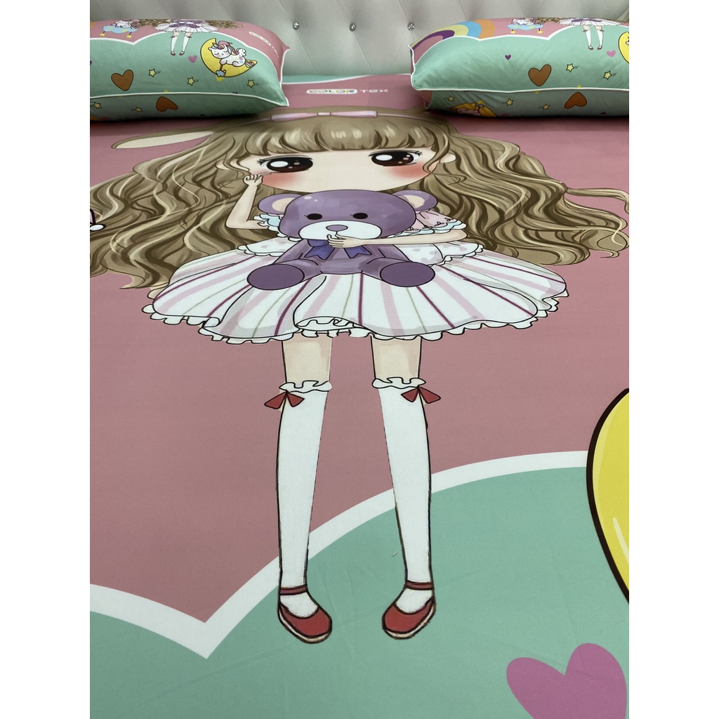 Bộ Drap gối  thun Ý 5D Cao Cấp , mát lạnh, thấm hút tốt