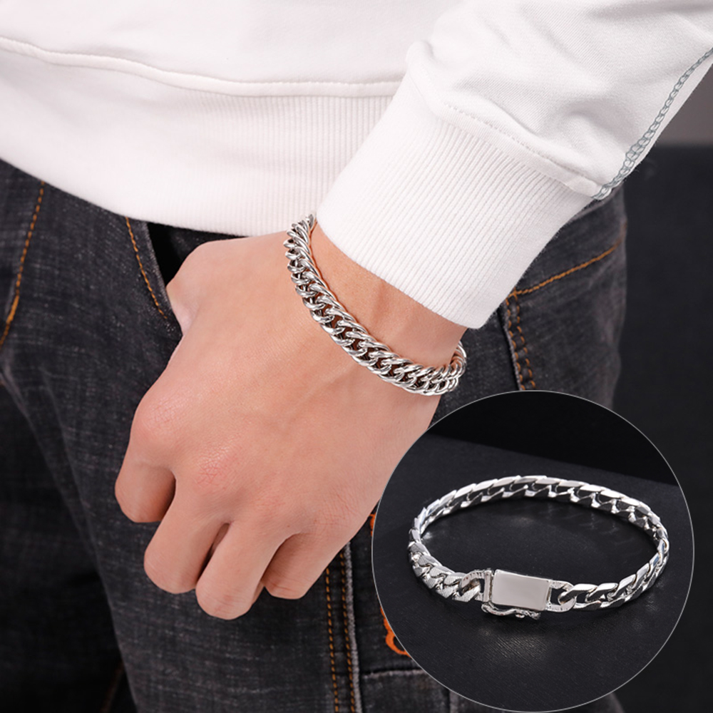 Vòng tay thời trang bằng kim loại 10mm cho nam &amp; nữ