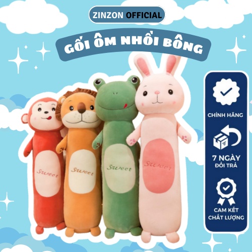 Gấu bông gối ôm thú nhồi bông êm mịn dễ thương cao cấp ZinZon