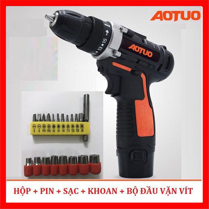 Máy khoan máy bắn vít không dây 12V Auto có đảo chiều - 1 Pin - tặng kèm 20 mũi vít