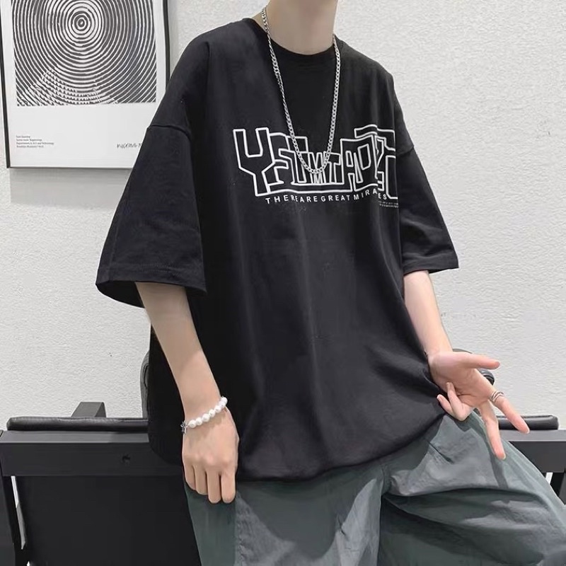 Áo phông unisex ,áo thun tay lỡ form rộng chất cotton in hình Y