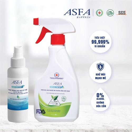 COMBO Chai xịt khử mùi, diệt khuẩn cơ thể ASFA Body (100ml) và Bình xịt Home Fresh vệ sinh nhà cửa (500ml)