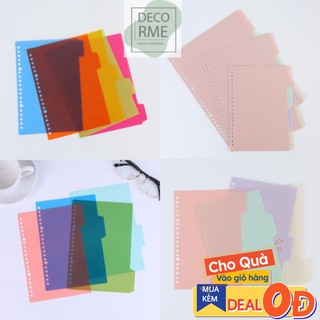 DecorMe Tab phân trang chia trang chỉ mục set 4-5 tờ trơn màu A5 B5 A4 20 26 30 lỗ bìa phân trang sổ còng nhiều màu