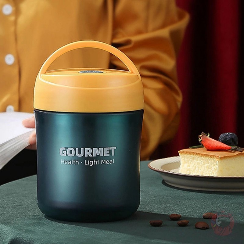 Bình ủ cháo giữ nhiệt Gourmet, Hộp đựng cơm văn phòng 2 lớp 500ml tặng kèm muỗng tiện lợi