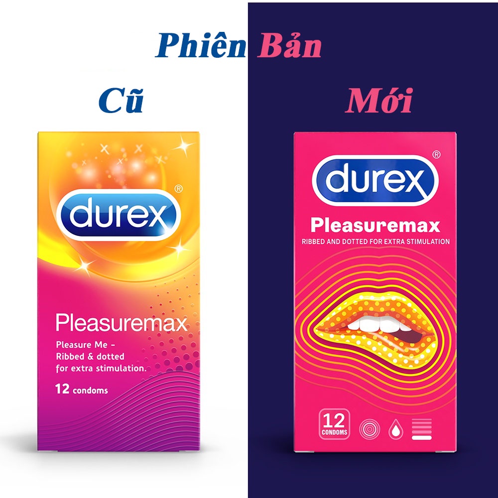 (Hàng Chính Hãng)Hộp 12 Bao Cao Su Gân Gai Durex Pleasuremax Cảm Xúc Mãnh Liệt