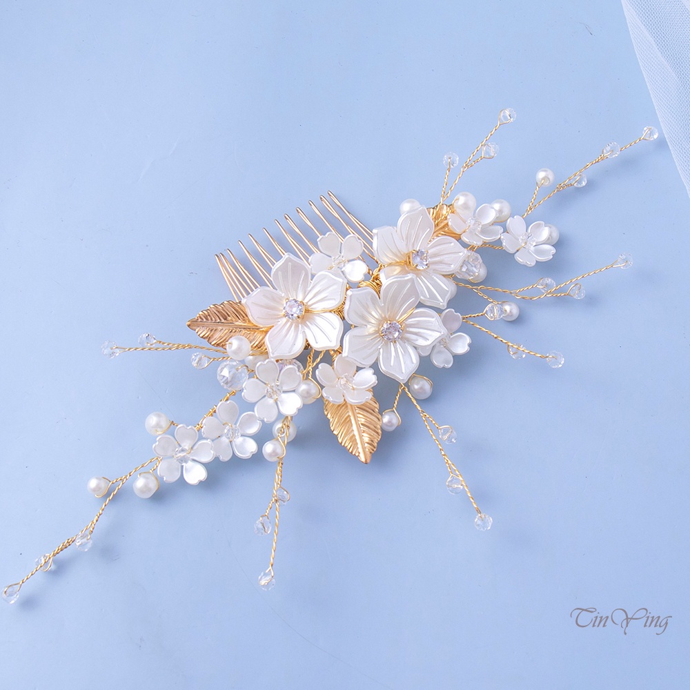 GETNOIVAS Lược Chải Tóc 12 Răng Bằng Kim Loại Mạ Vàng Không Gây Dị Ứng Hình Bông Hoa Làm Quà Tặng Valentine