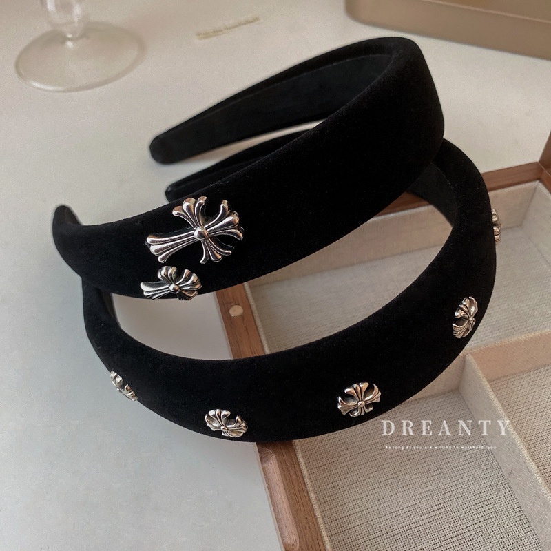 Băng Đô Cài Tóc Vải Nhung Hình Đầu Lâu Phong Cách Retro Hàn Quốc