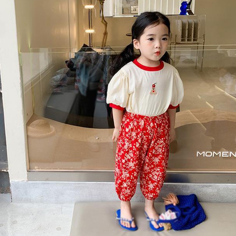 Áo Thun Ngắn Tay Thêu Họa Tiết Chấm Bi Dễ Thương Cho Bé Gái
