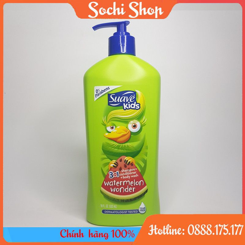 Sữa tắm gội 3 in 1 Suave Kids 532ml xuất xứ Mỹ