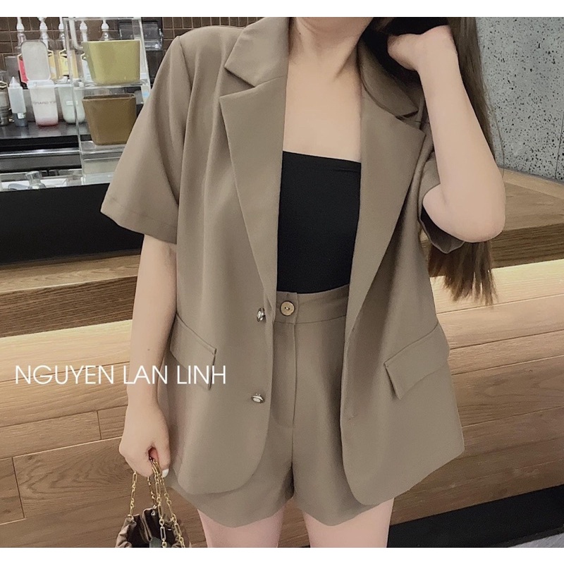 Set áo blazer kèm quần sóc loại 1